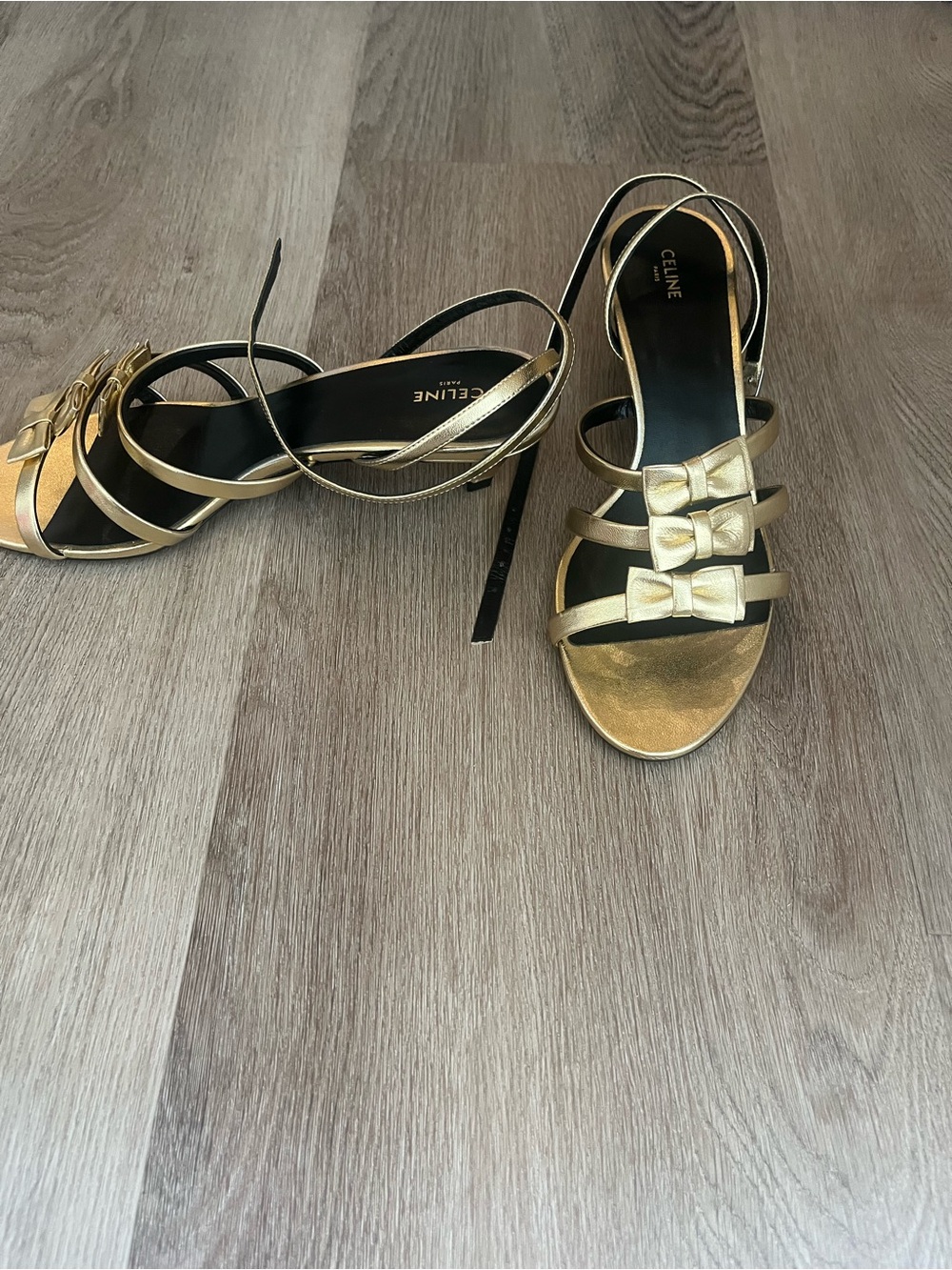 Celine Gold Kitten Heel Sandal - NEW - Picture 2 of 7